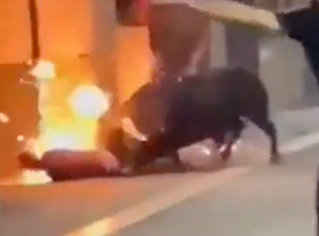 Un bou embolat s’acarnissa amb un home a Vila-real [Vídeo]