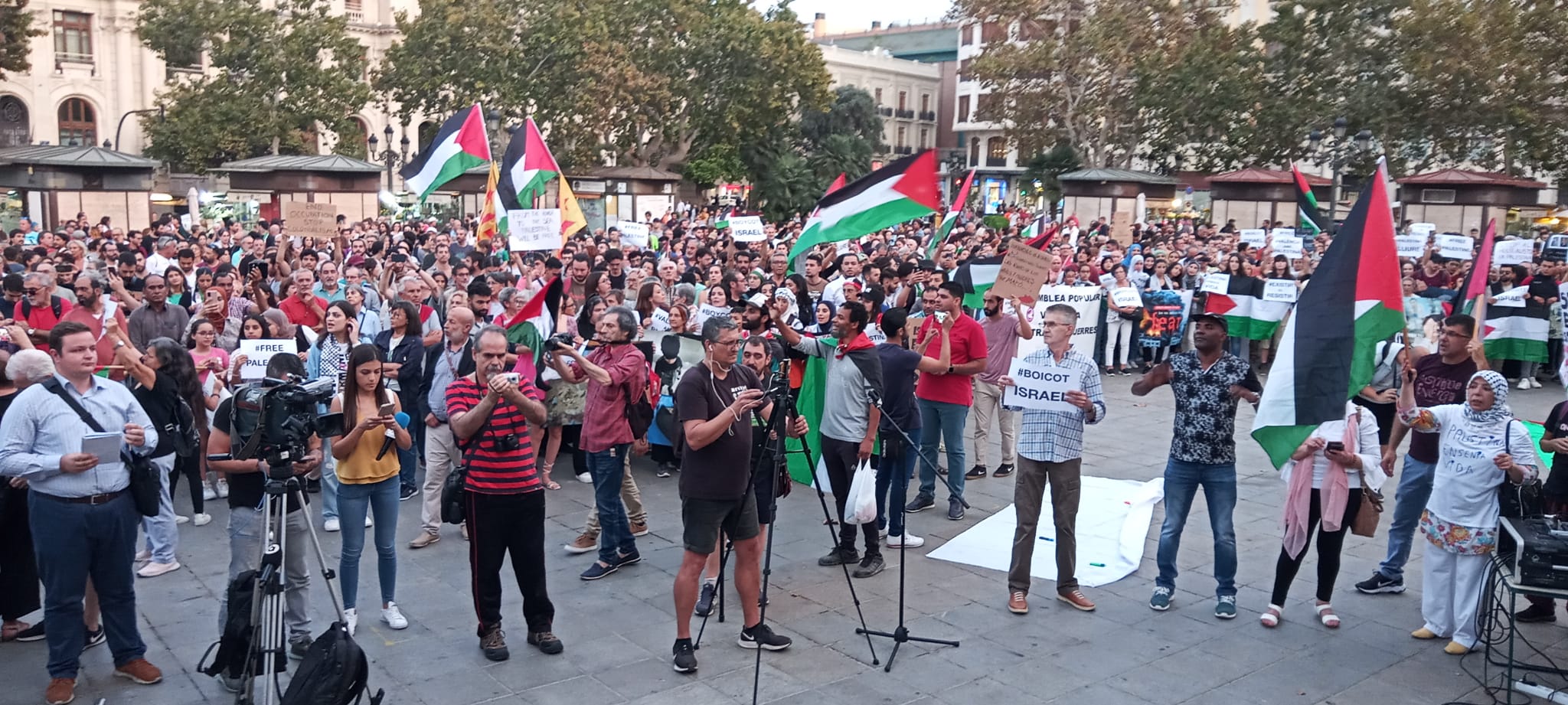 La plaça de l'Ajuntament de València plena en solidaritat amb Palestina