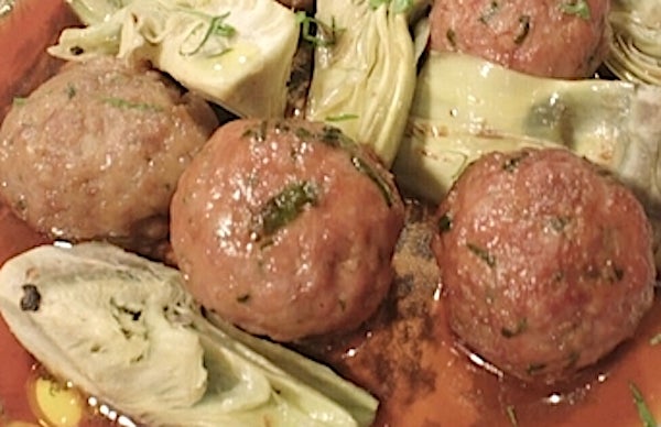 Carxofes amb mandonguilles