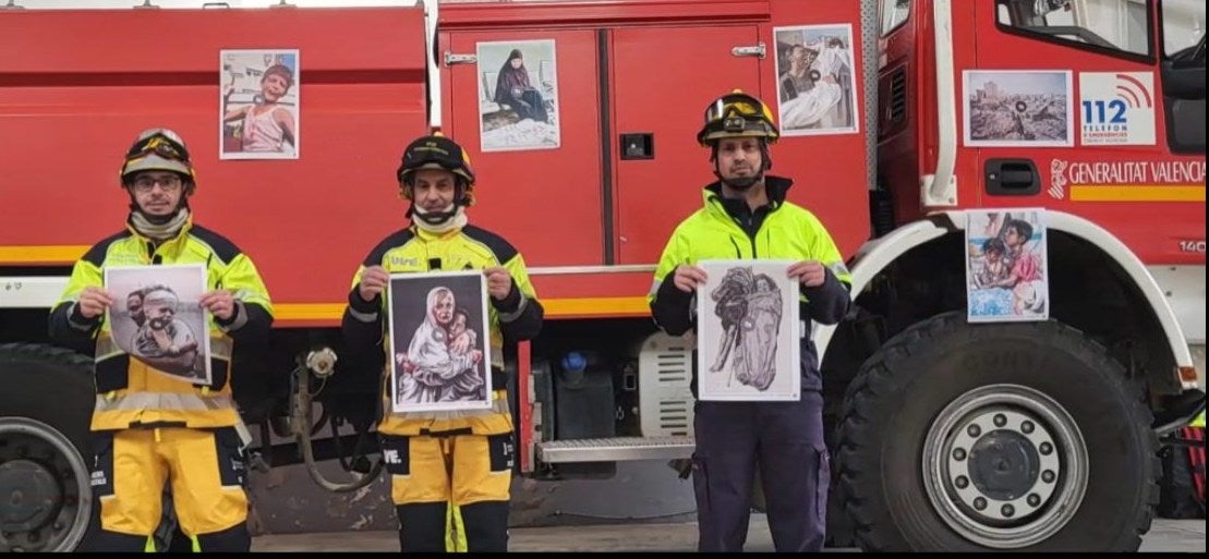Els bombers forestals s'han plantat en solidaritat amb els seus homòlegs dels serveis d'emergències palestins