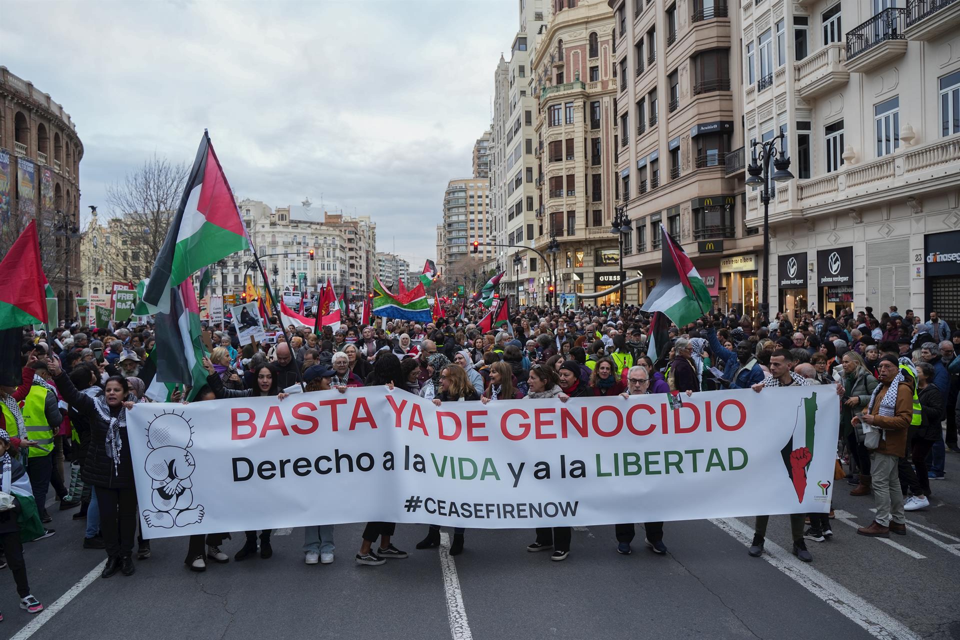 Milers de persones durant la manifestació en solidaritat amb Palestina a València | Jorge Gil | EP