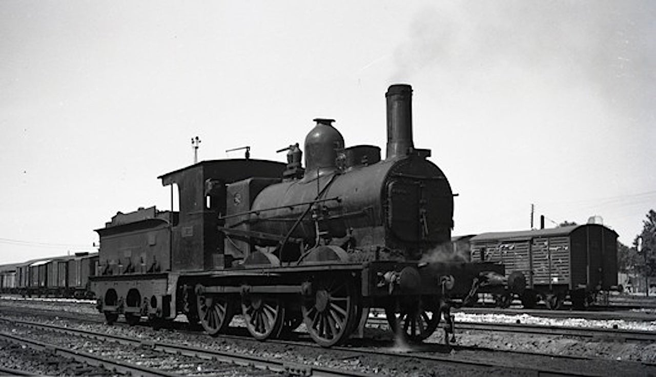 Antiga locomotora de vapor del ferrocarril València a Xàtiva | Fotografía de Trevor Rowe. Arxiu Euskotren | Museu Basc del Ferrocarril
