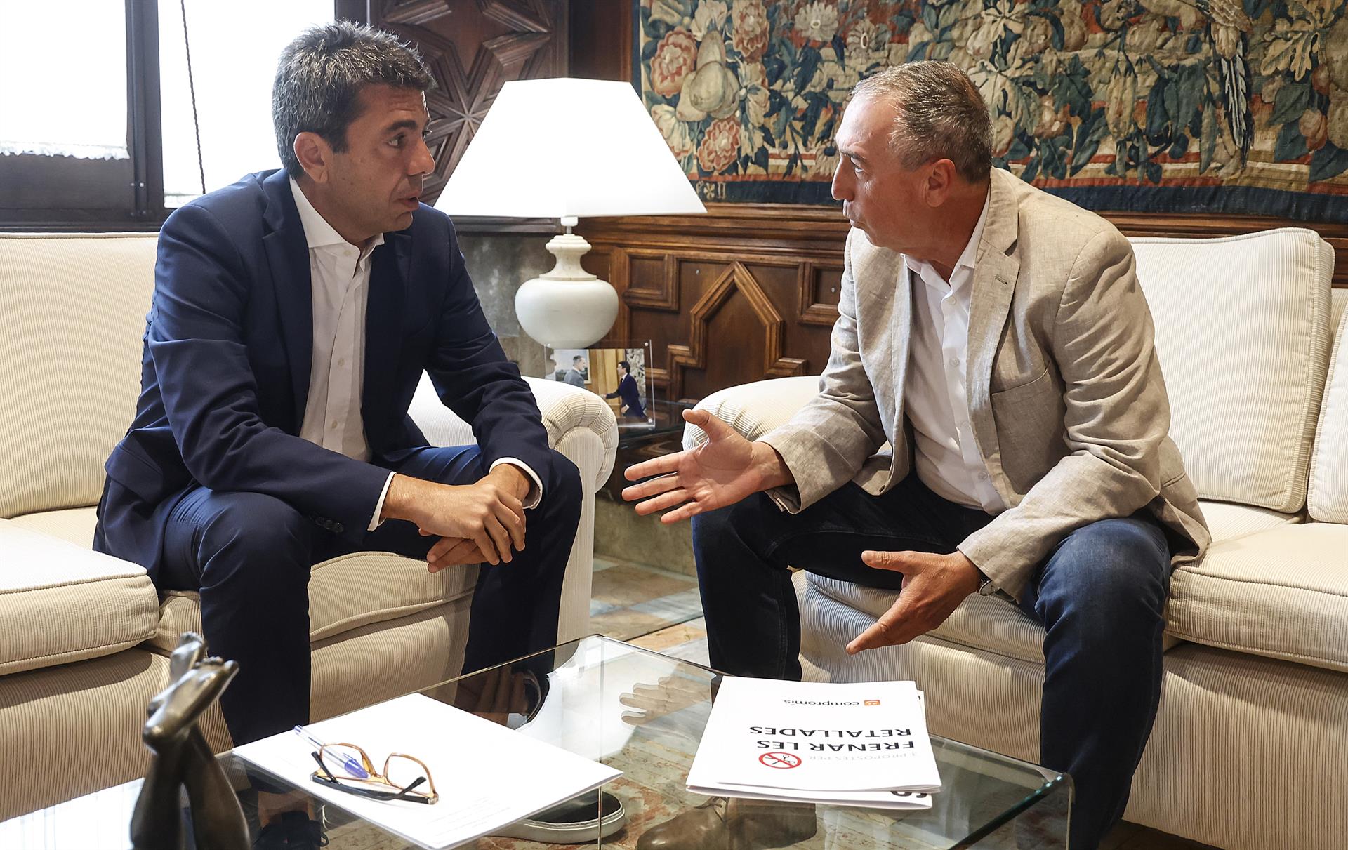 Reunió entre el president Carlos Mazón i el síndic de Compromís Joan Baldoví / Europa Press
