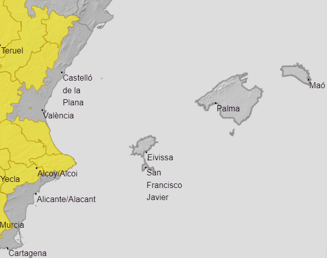 Mapa d'alertes de l'Aemet per a hui