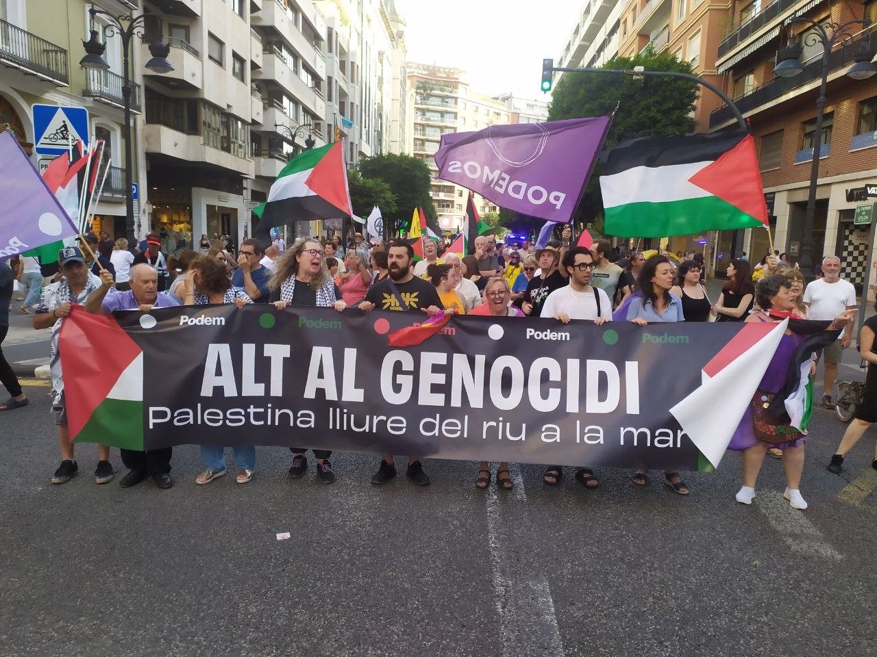 Podem València participa en una manifestació a favor de Palestina
