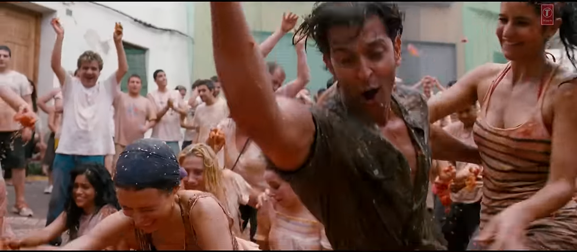 Recreació de la Tomatina per a la pel·lícula índia Zindagi Na Milegi Dobara