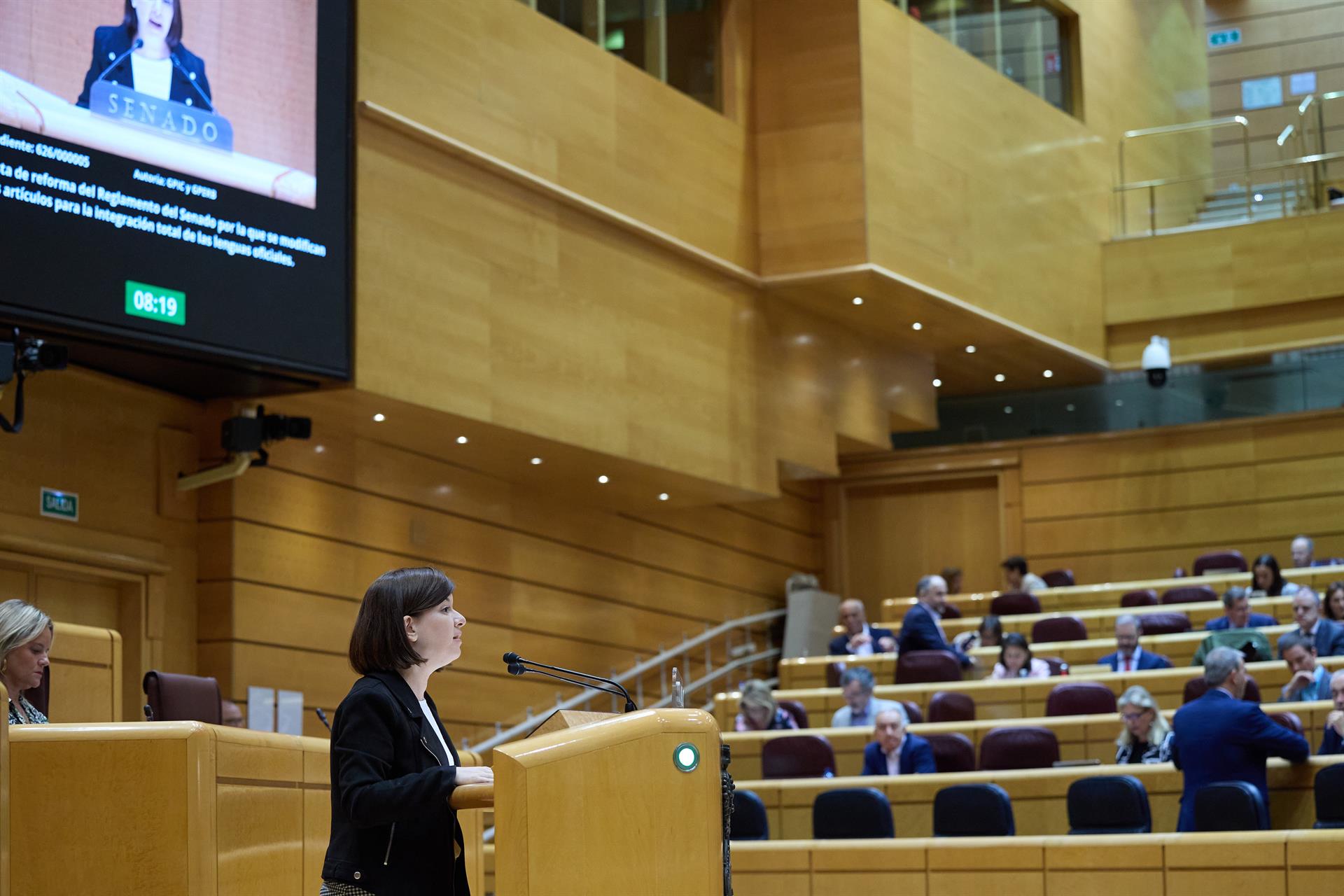 La senadora, Sara Bailac, del grup parlamentari Esquerra Republicana - Euskal Herria Bildu, durant una sessió plenària | Jesús Hellín | EP