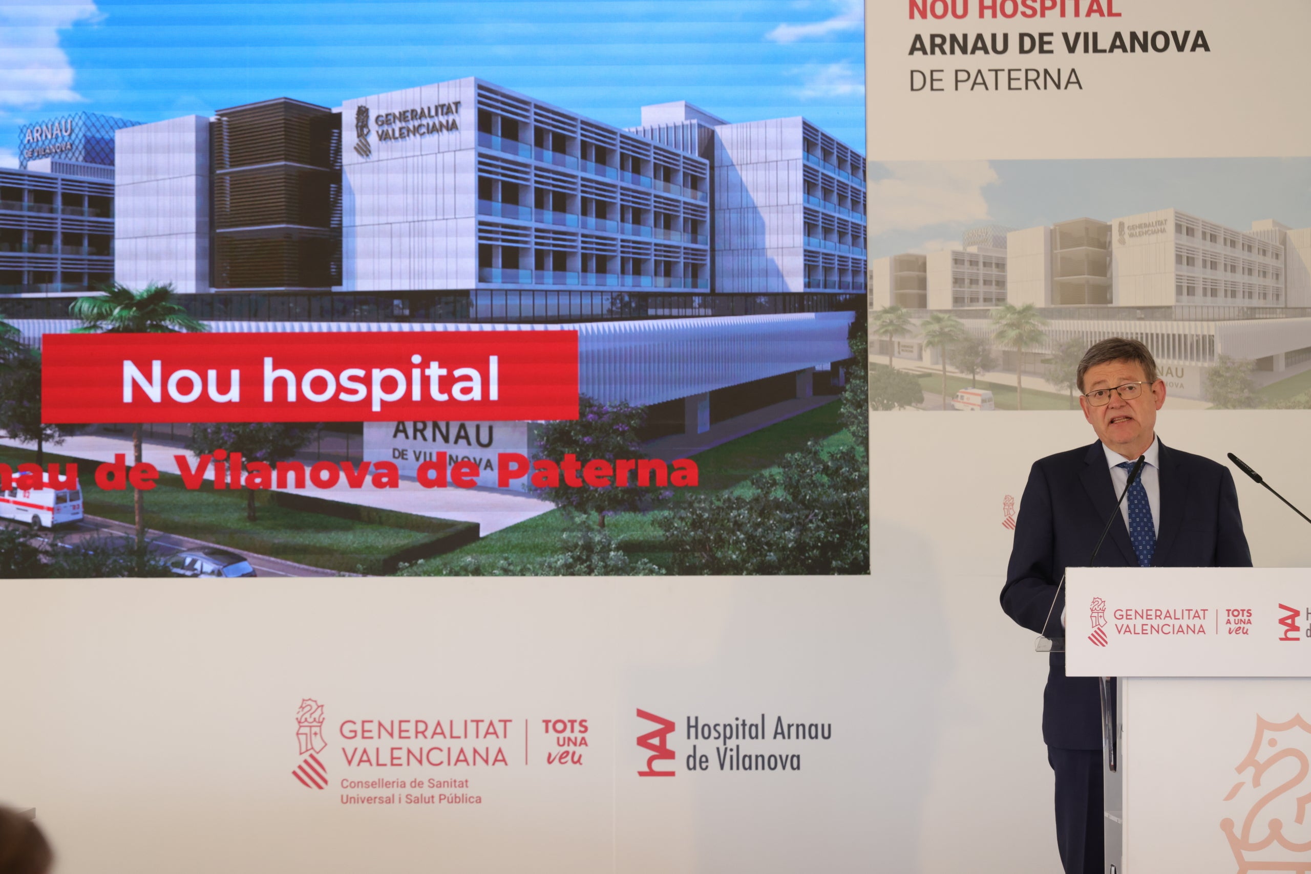 Ximo Puig anunciant el nou hospital de Paterna el març del 2023