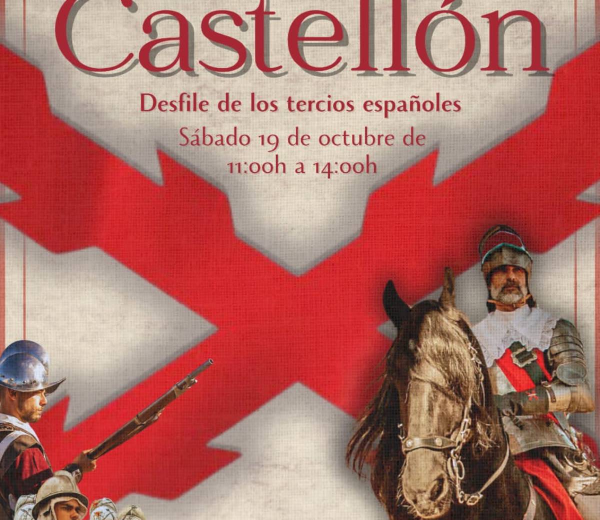 Detall del cartell promocional de la desfilada dels Terços a Castelló de la Plana