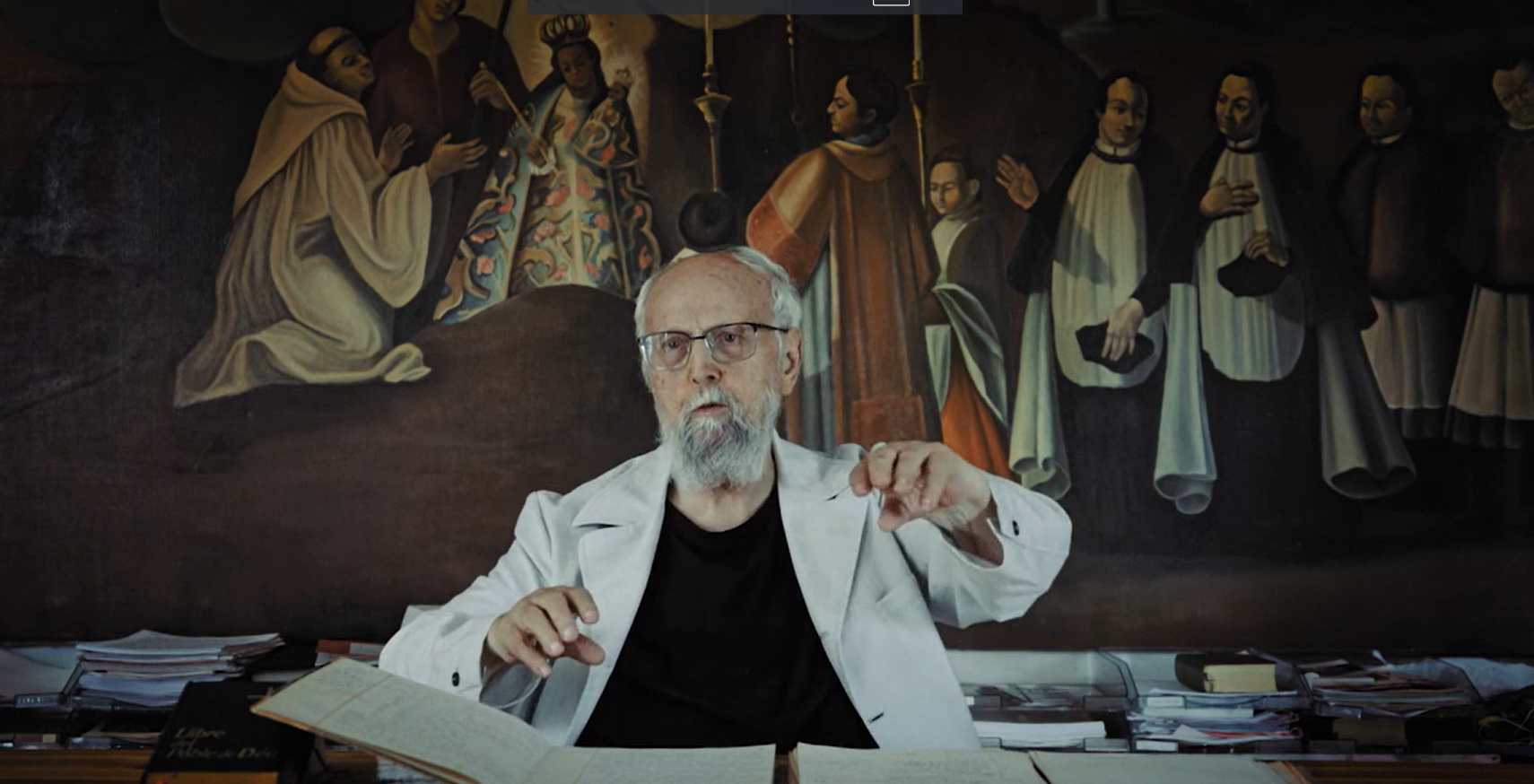 El pare Pere Riutort en un moment del documental