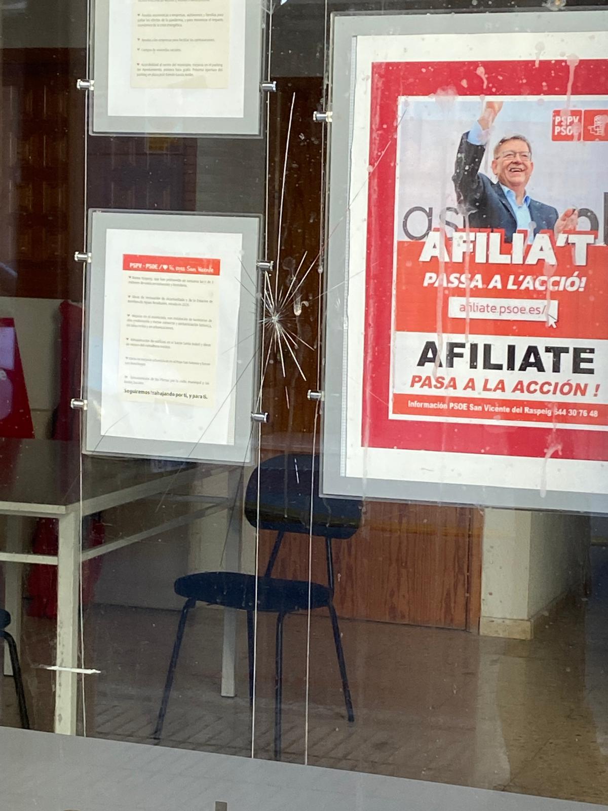 Atac a la seu del PSPV de Sant Vicent del Raspeig (l'Alacantí)