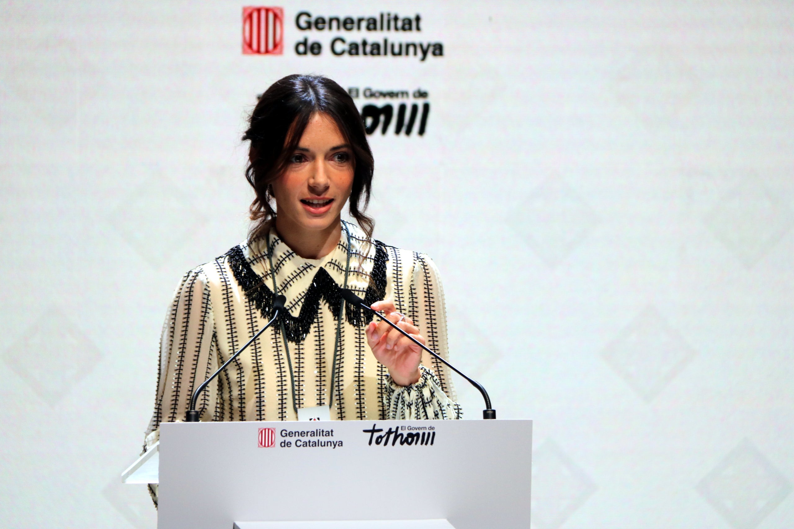 La futbolista Aitana Bonmatí en el discurs d'agraïment de la Creu de Sant Jordi | Jordi Bataller | ACN