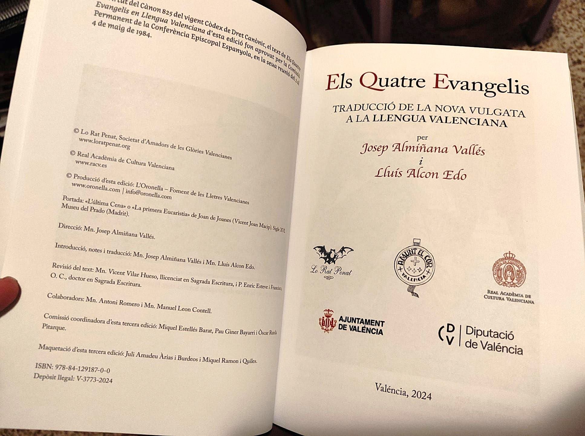 «Els Quatre Evangelis», de Lo Rat Penat i la RACV  