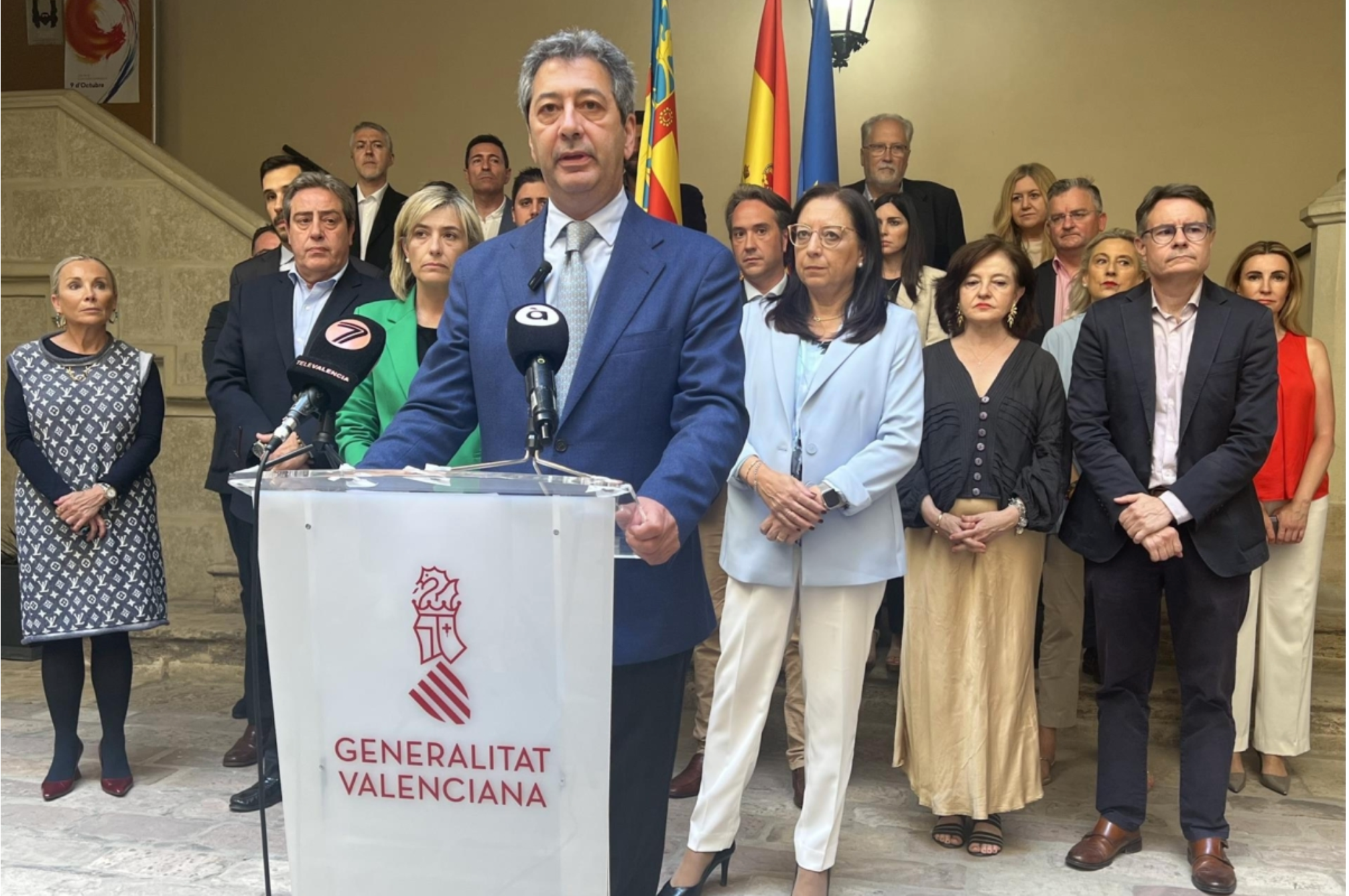 L'exvicepresident de la Generalitat Valenciana, Vicente Barrera (Vox), durant una compareixença | EP
