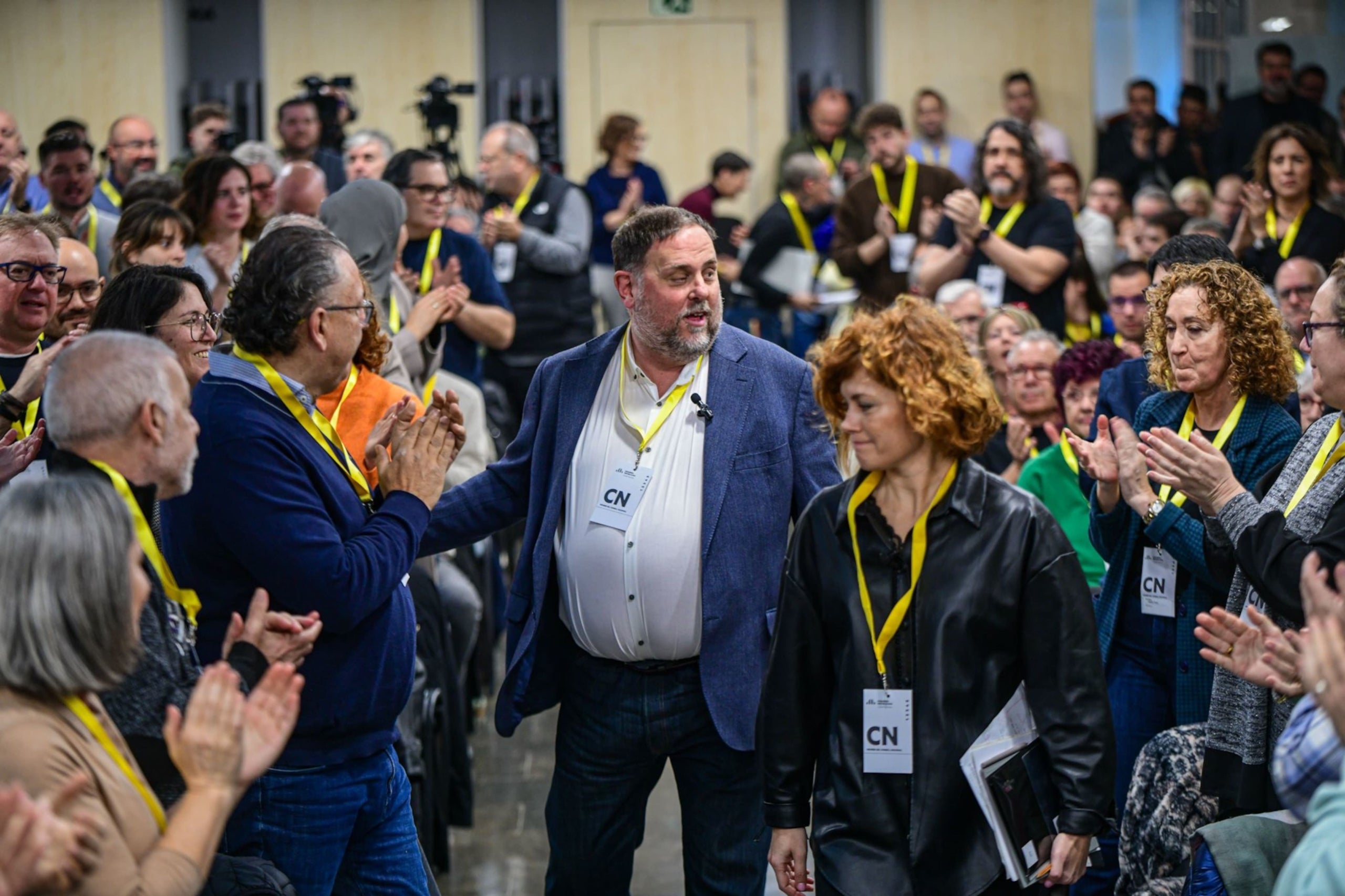 Oriol Junqueras, president d’Esquerra Republicana, amb Elisenda Alamany, secretària general / Agència Catalana de Notícies