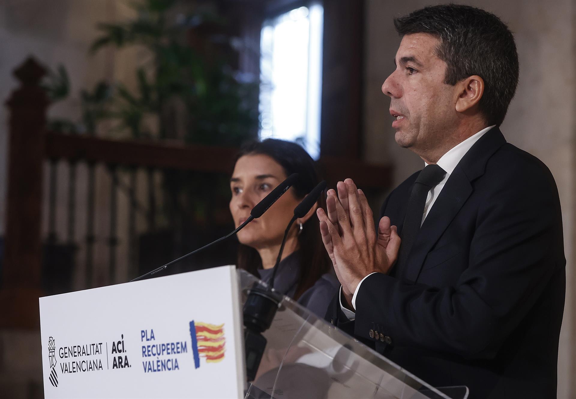El president de la Generalitat Valenciana, Carlos Mazón, i la consellera d'Hisenda i Economia, Ruth Merino | Eober Solsona | EP