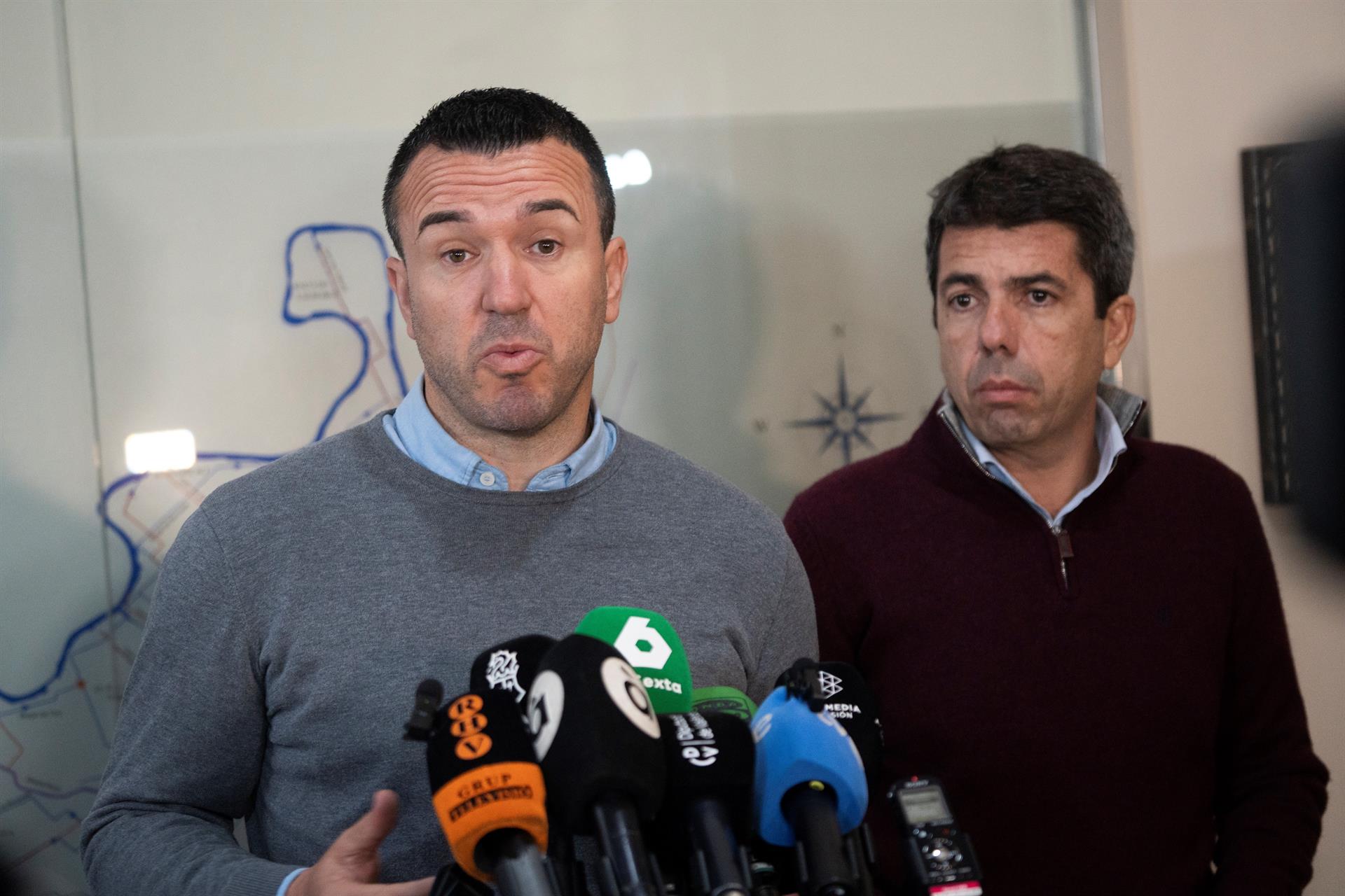 El president de la Diputació de València, Vicent Mompó, i el president de la Generalitat, Carlos Mazón | Europa Press