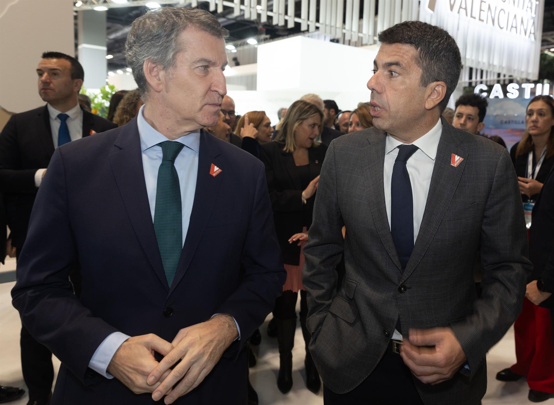 El president del Partit Popular, Alberto Núñez Feijóo  i el president de la Generalitat valenciana, Carlos Mazón | Eduardo Parra | EP