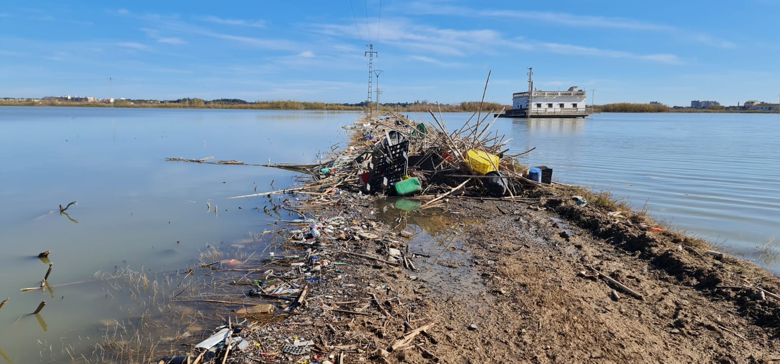Imatge de l'Albufera, encara plena de residus