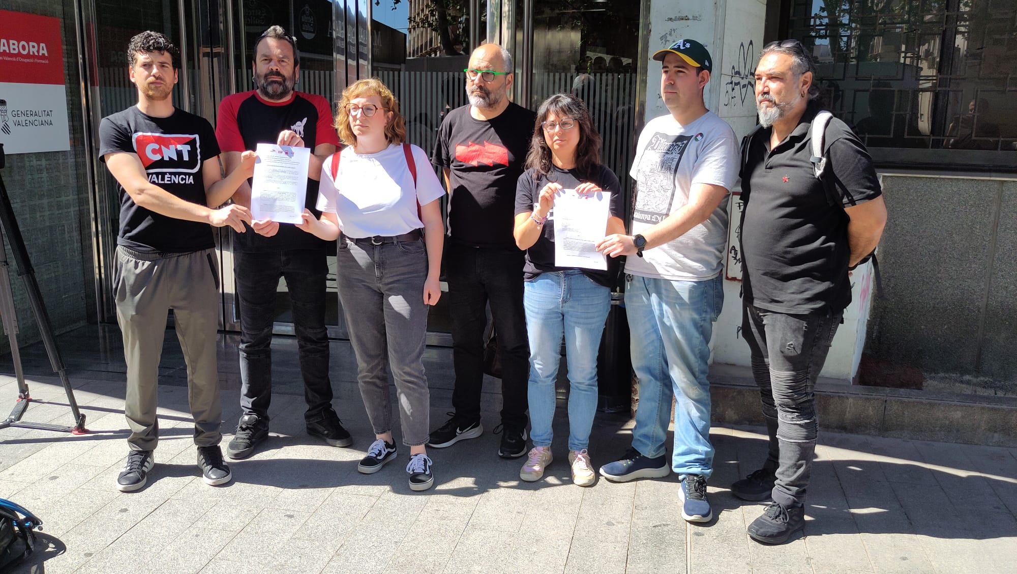 Intersindical Valenciana, CGT, CNT i COS en la presentació del preavís de la vaga general