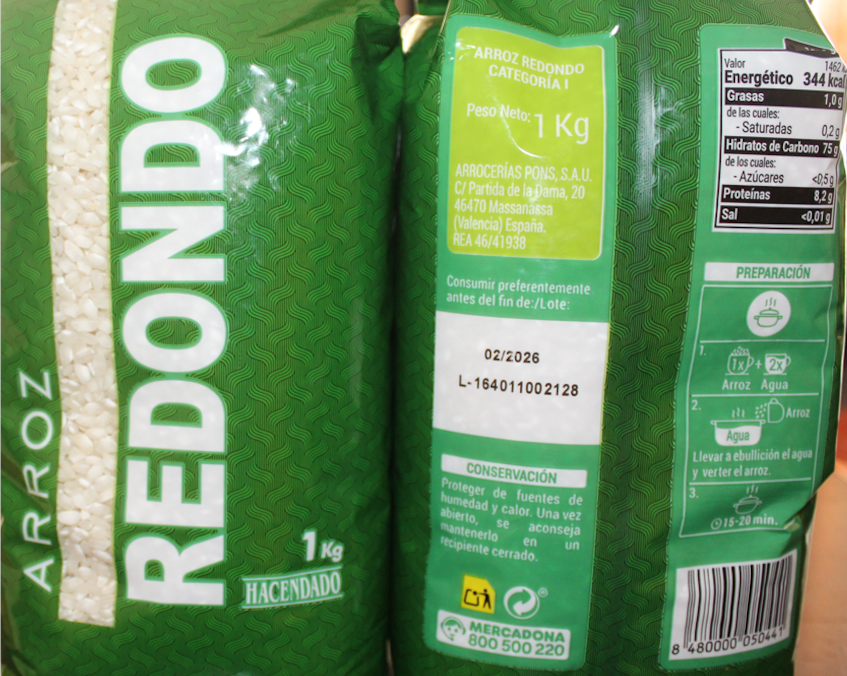 Paquets d'arròs de Mercadona
