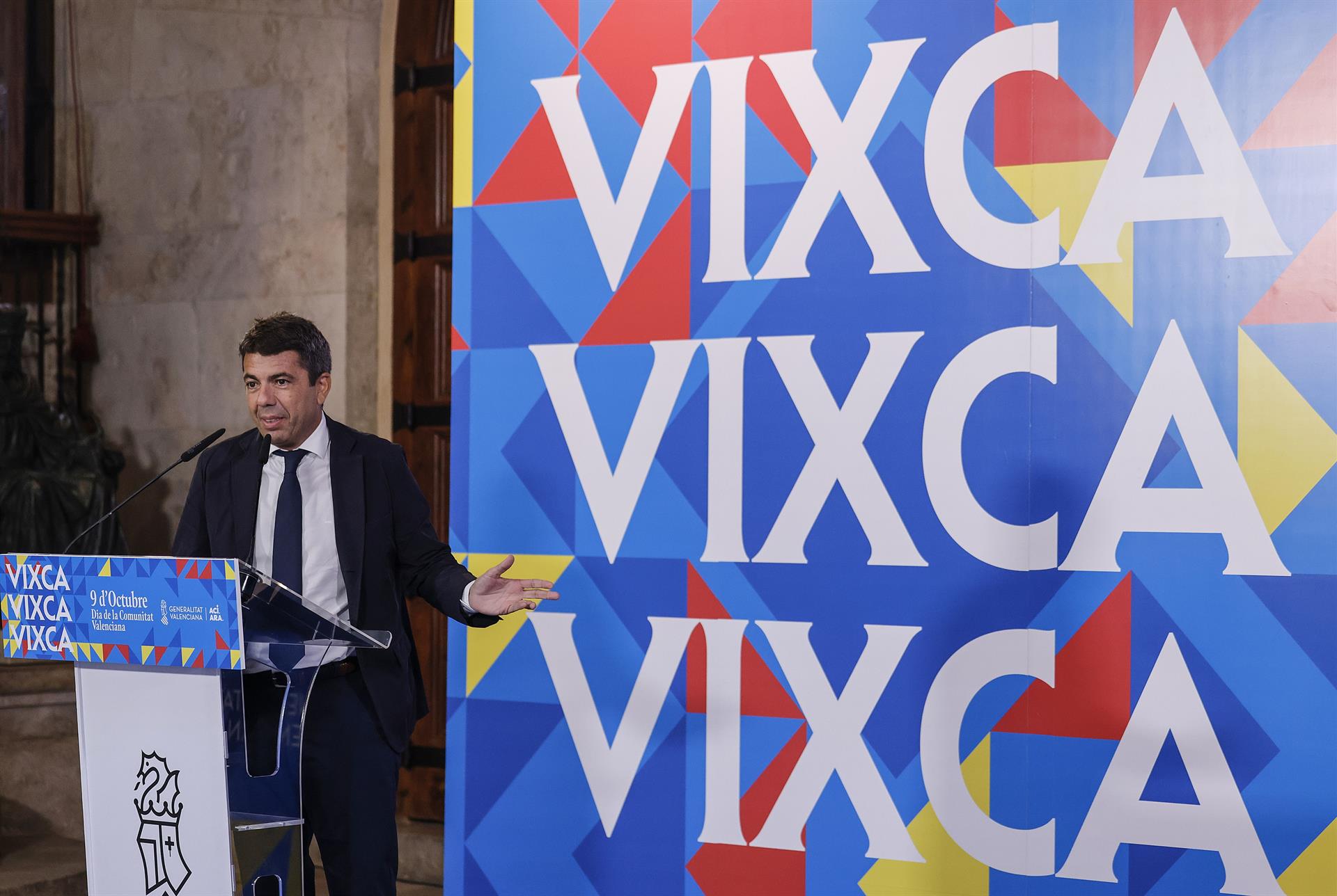 El president de la Generalitat valenciana, Carlos Mazón, presenta la campanya institucional del 9 d'Octubre, al Palau de la Generalitat | Rober Solsona | EP