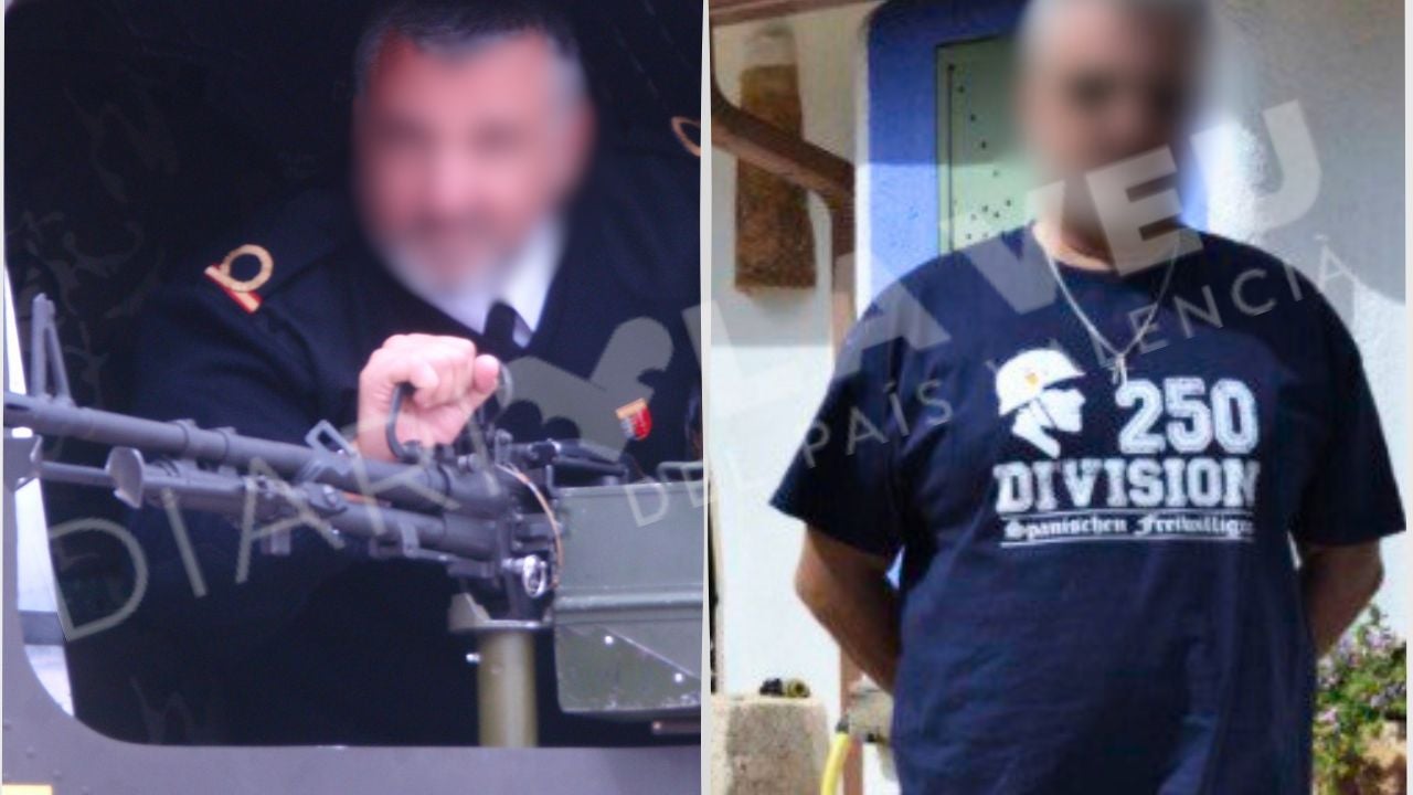 L'oficial de marina F. Zaragoza posa amb la samarreta de la divisió blava. DLV.