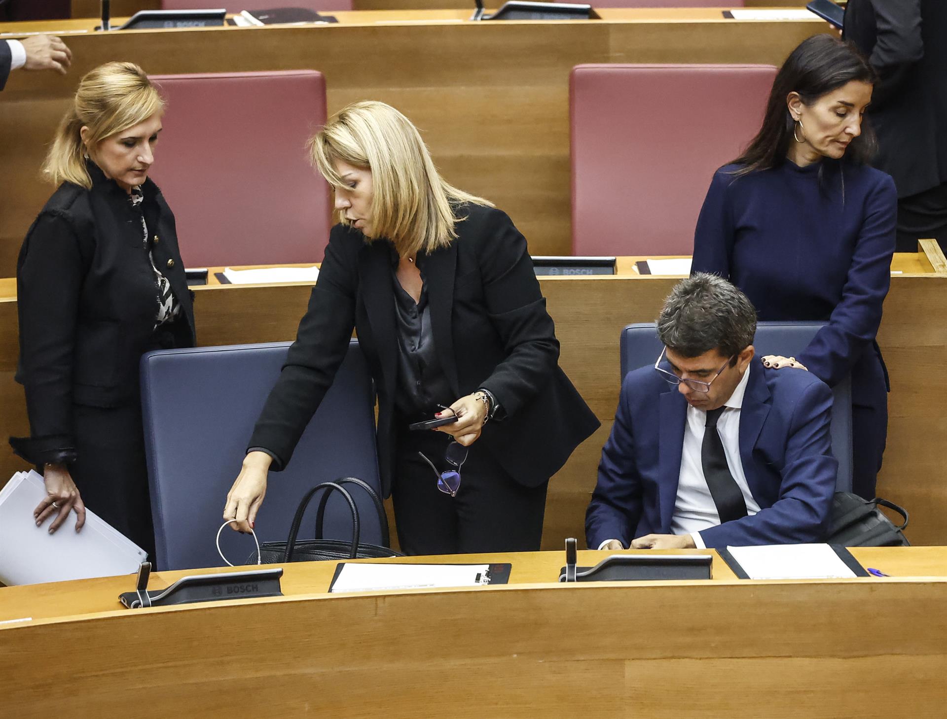 L'exconsellera de Justícia i Interior, Salomé Pradas; la vicepresidenta i consellera de Serveis Socials, Igualtat i Habitatge, Susana Camarero; l'expresident de la Generalitat Carlos Mazón, i l'exconsellera d'Hisenda, Ruth Merino | Rober Solsona | EP