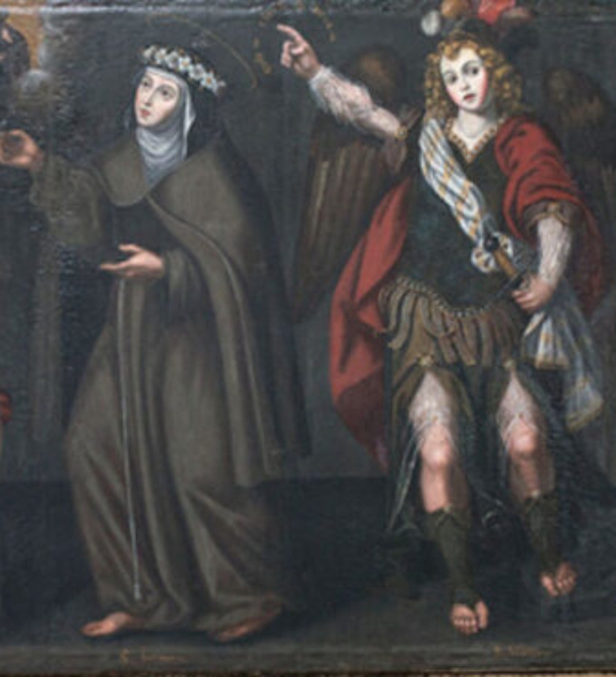 Fragment del quadre “Arcàngels i santes clarisses”, homenatge a l'ordre que va impulsar Isabel Borja