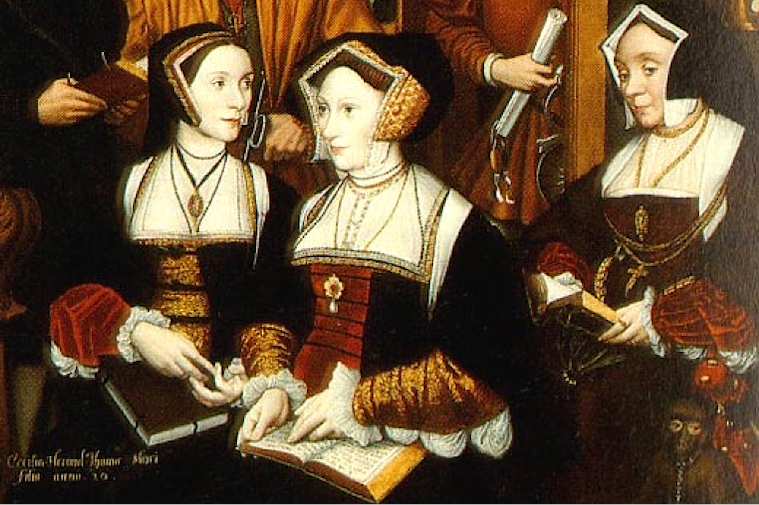 Rowland Lockey, 'La família de Thomas More' (detall), versió de l'obra de Hans Holbein, ca. 1594