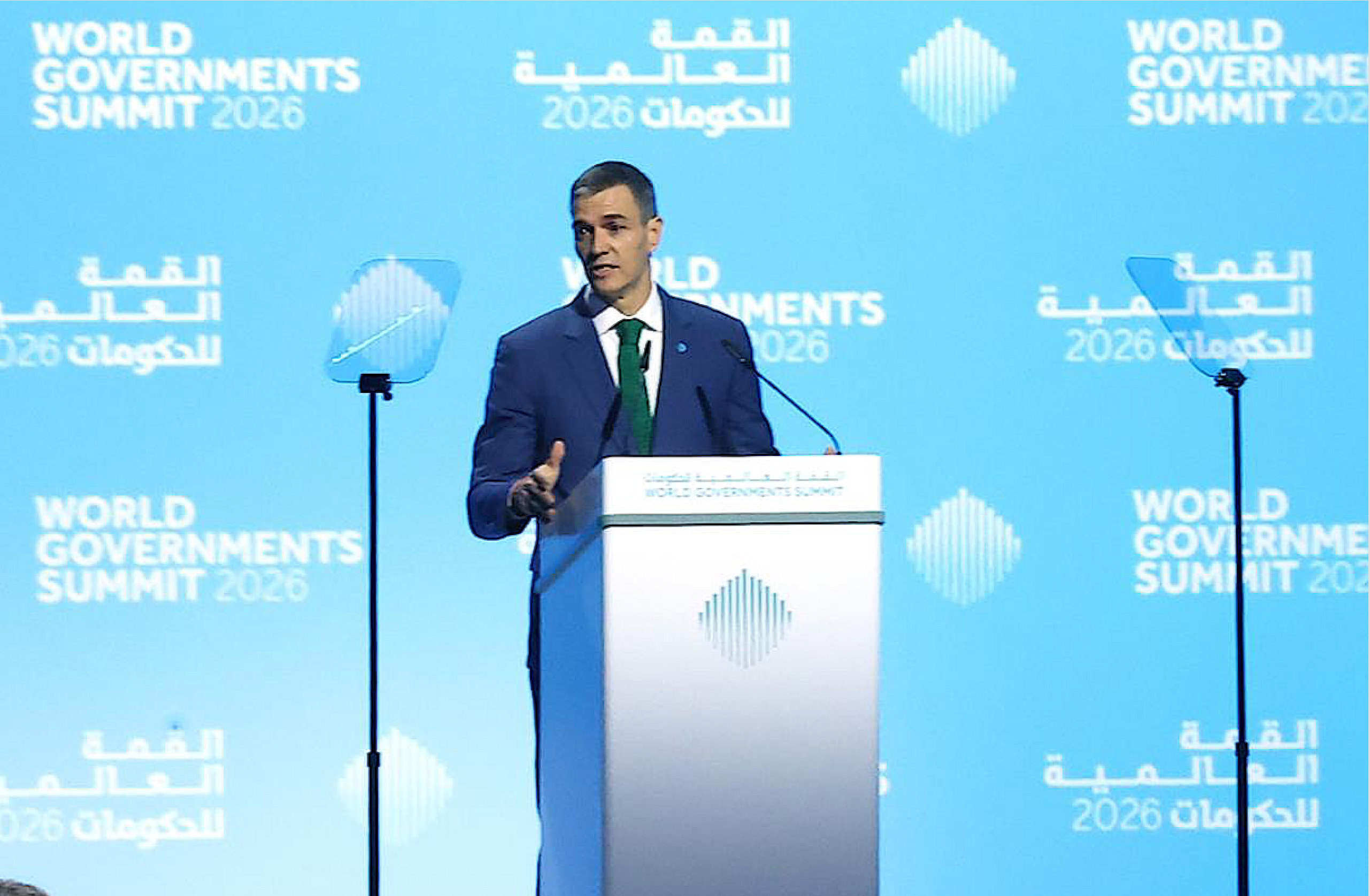 El president del govern espanyol, Pedro Sánchez, durant la seua intervenció en el World Governments Summit | EP