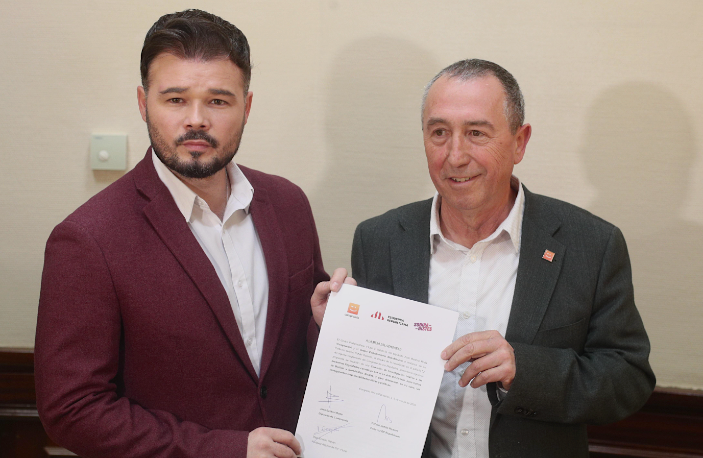 El portvaeu d'ERC al Congrés, Gabriel Rufián, i el díndic de Compromís a Les Corts, Joan Baldoví | EP