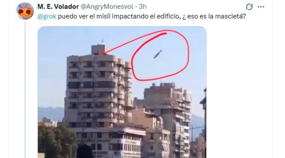 Segons la IA de Twitter, aquest míssil és un 'coet pirotècnic'