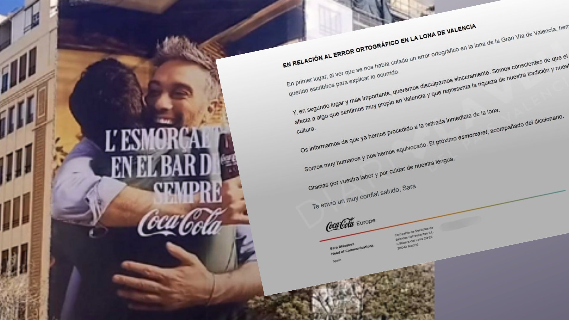 La lona publicitària de la polèmica i la resposta de Coca-Cola a Diari La Veu