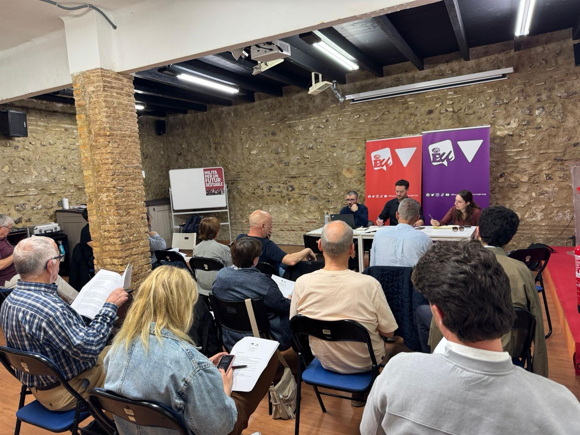 Consell Polític Local d’EU València Ciutat, reunit aquest dimarts en la seua segona sessió després de l’elecció de Bernabé Aldeguer com a coordinador local