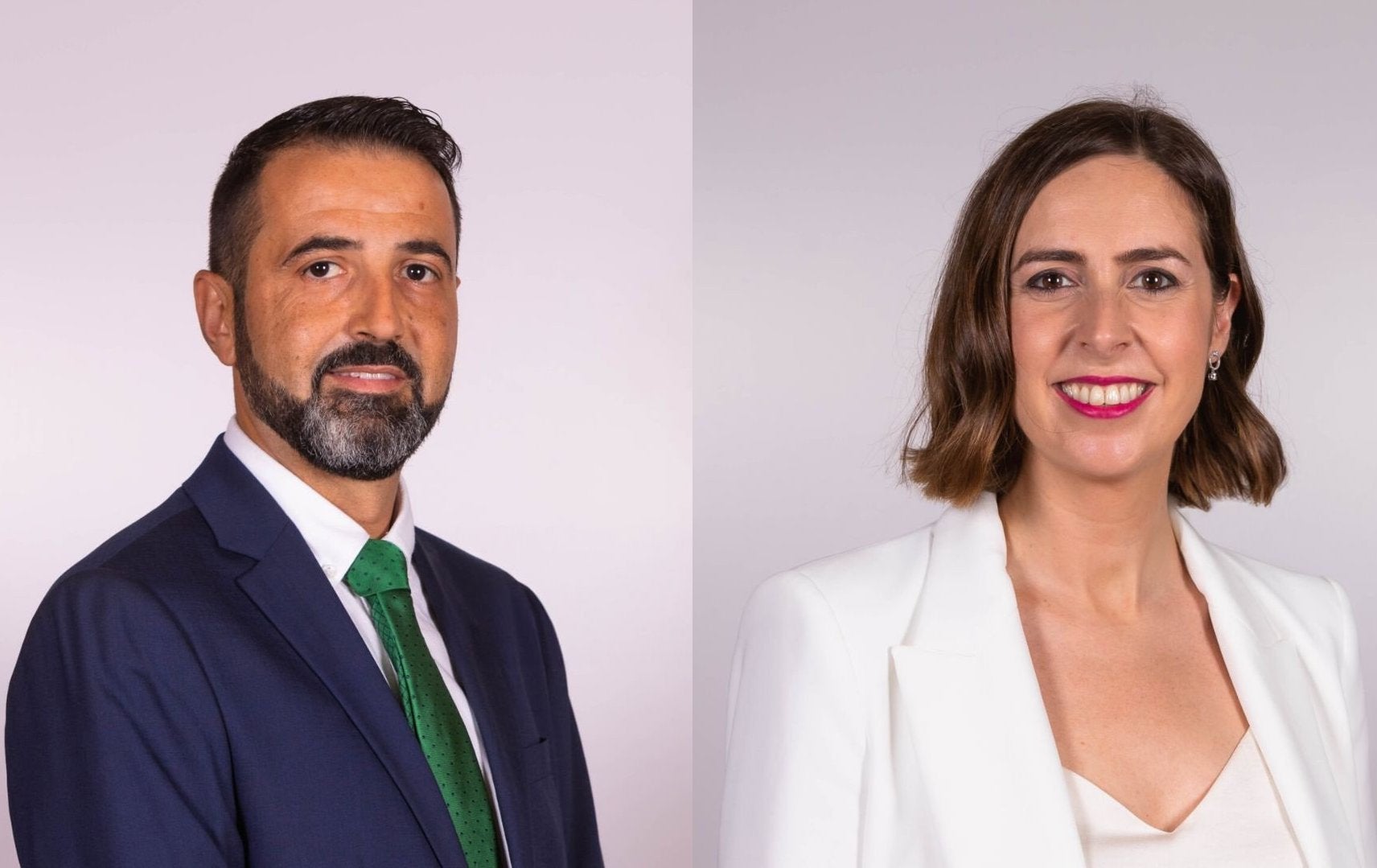 El regidor de Vox Samuel Ruiz a l'Ajuntament d'Elx  i la portaveu de Compromís, Esther Díez | EP