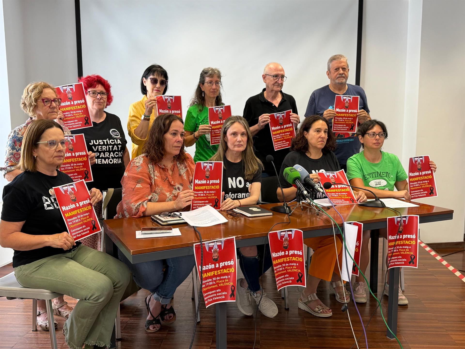 Roda de premsa de presentació de la manifestació 'Mazón a presó' d'aquest dissabte a València | EUROPA PRESS