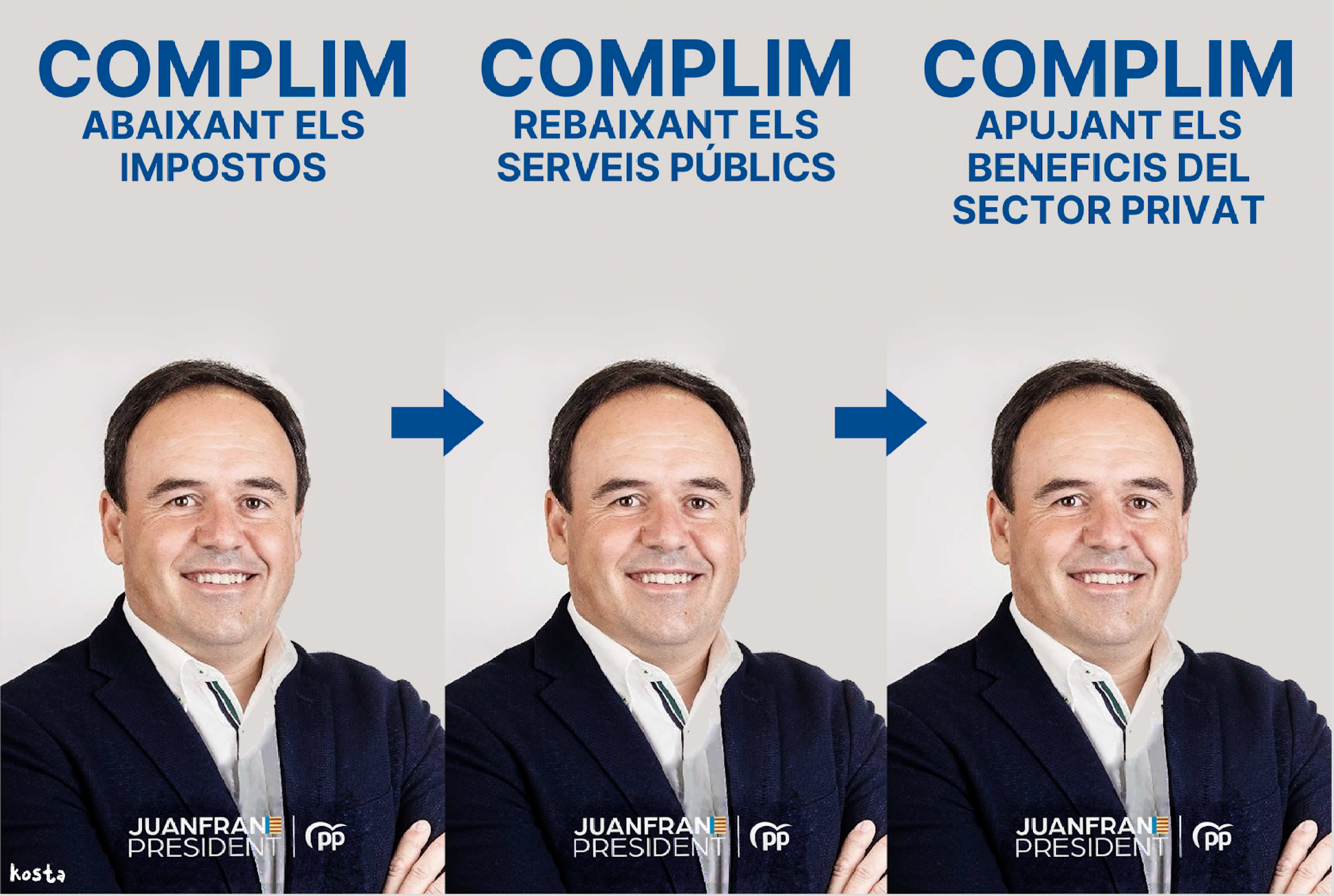 Tríptic sobre les conseqüències de la política fiscal de Llorca, dissenyat per Kosta