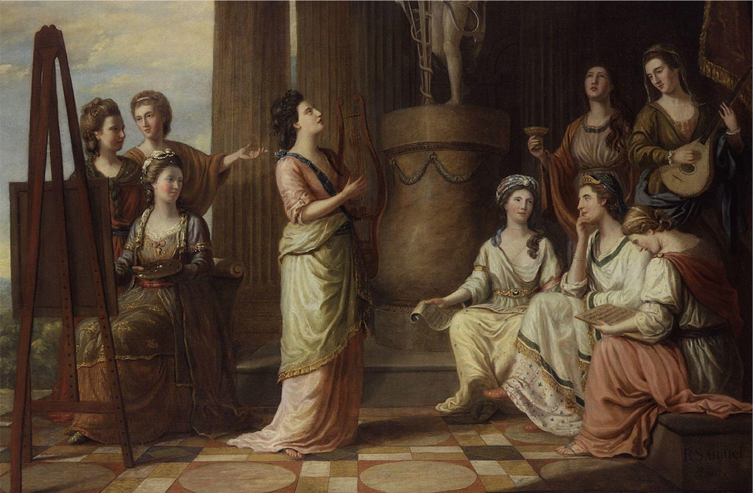 Richard Samuel, 'Les Muses al temple d’Apol·lo' (detall), ca. 1777. Oli sobre llenç