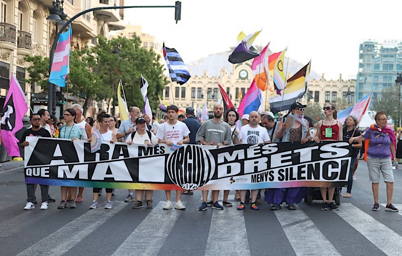 Manifestació de l'Orgull LGTBIQ+ a València, en 2025