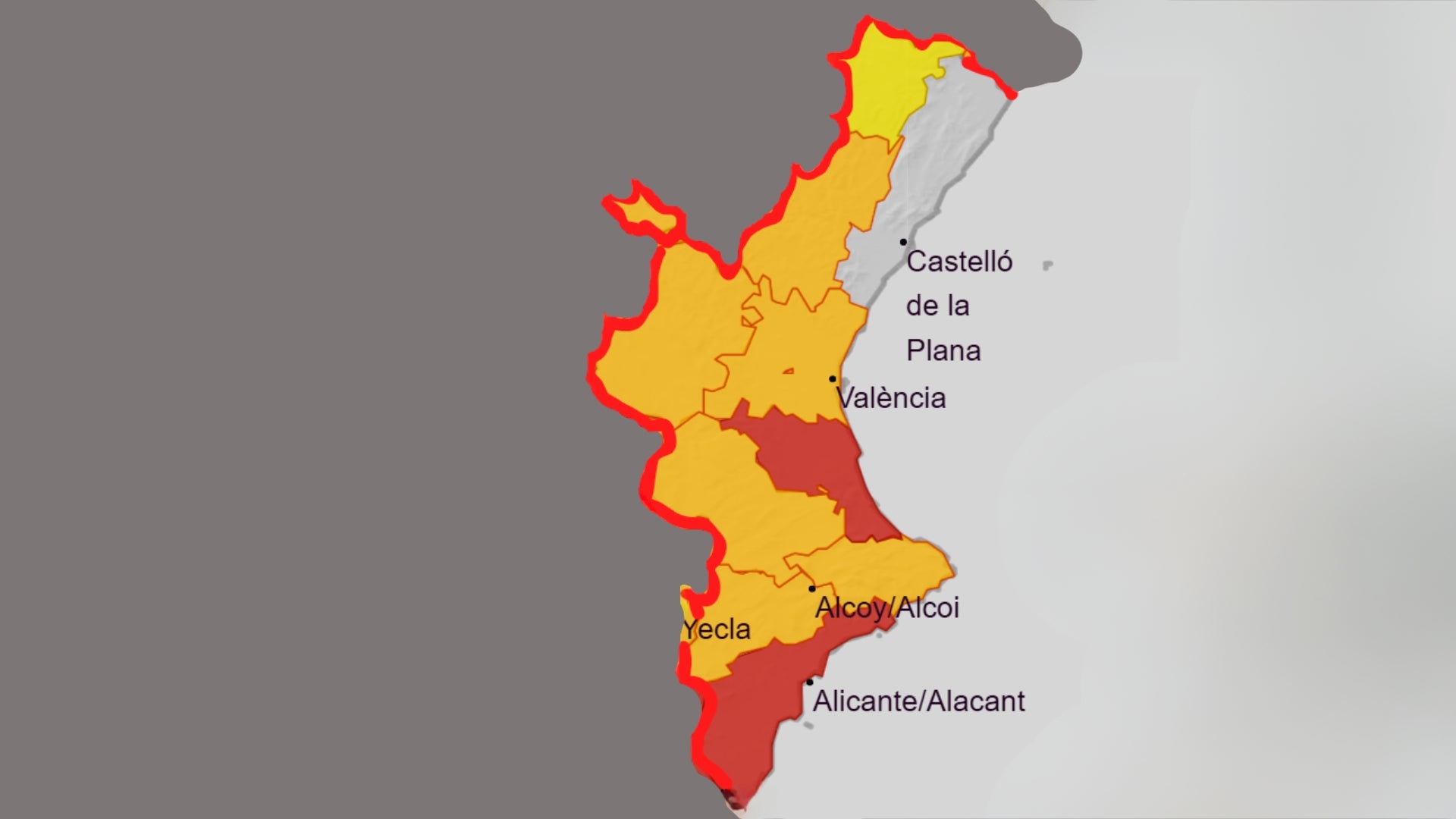 Mapa de l'Aemet sobre les temperatures extremes al País Valencià | Aemet