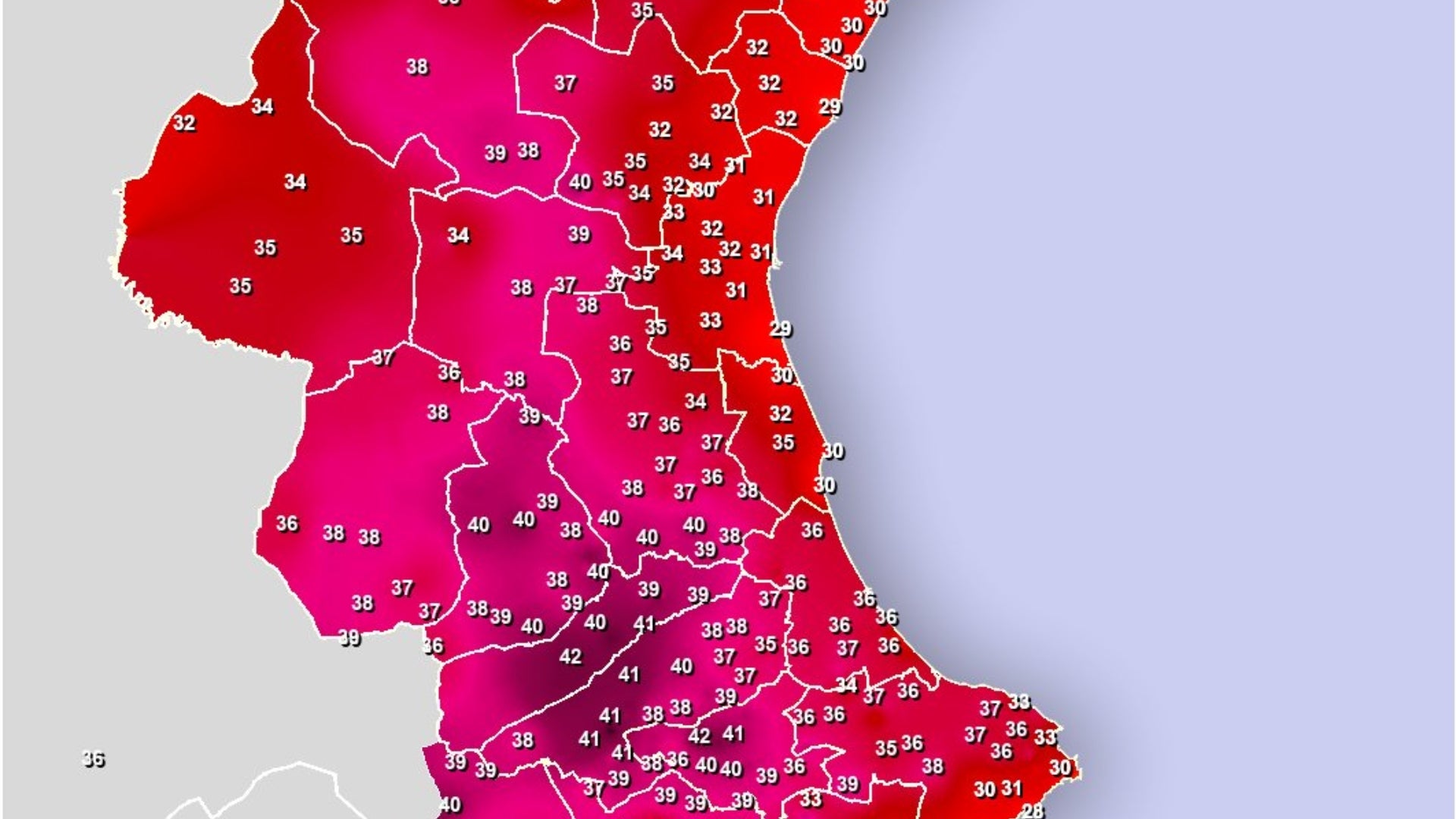 Mapa amb les temperatures de l'onada de calor | Avamet