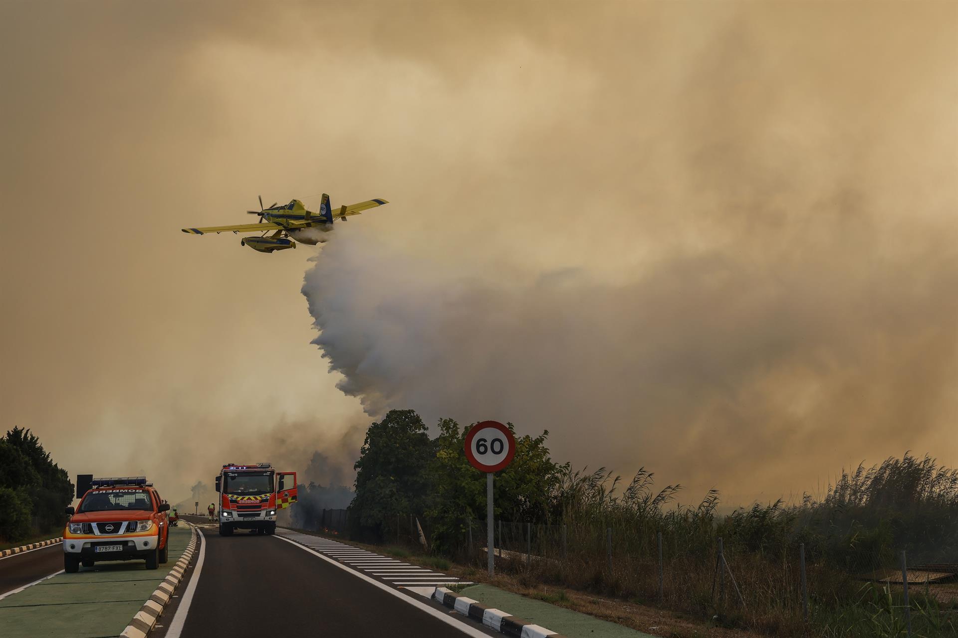 Mitjans aeris i terrestres intenten apagar l'incendi a El Saler aquest matí