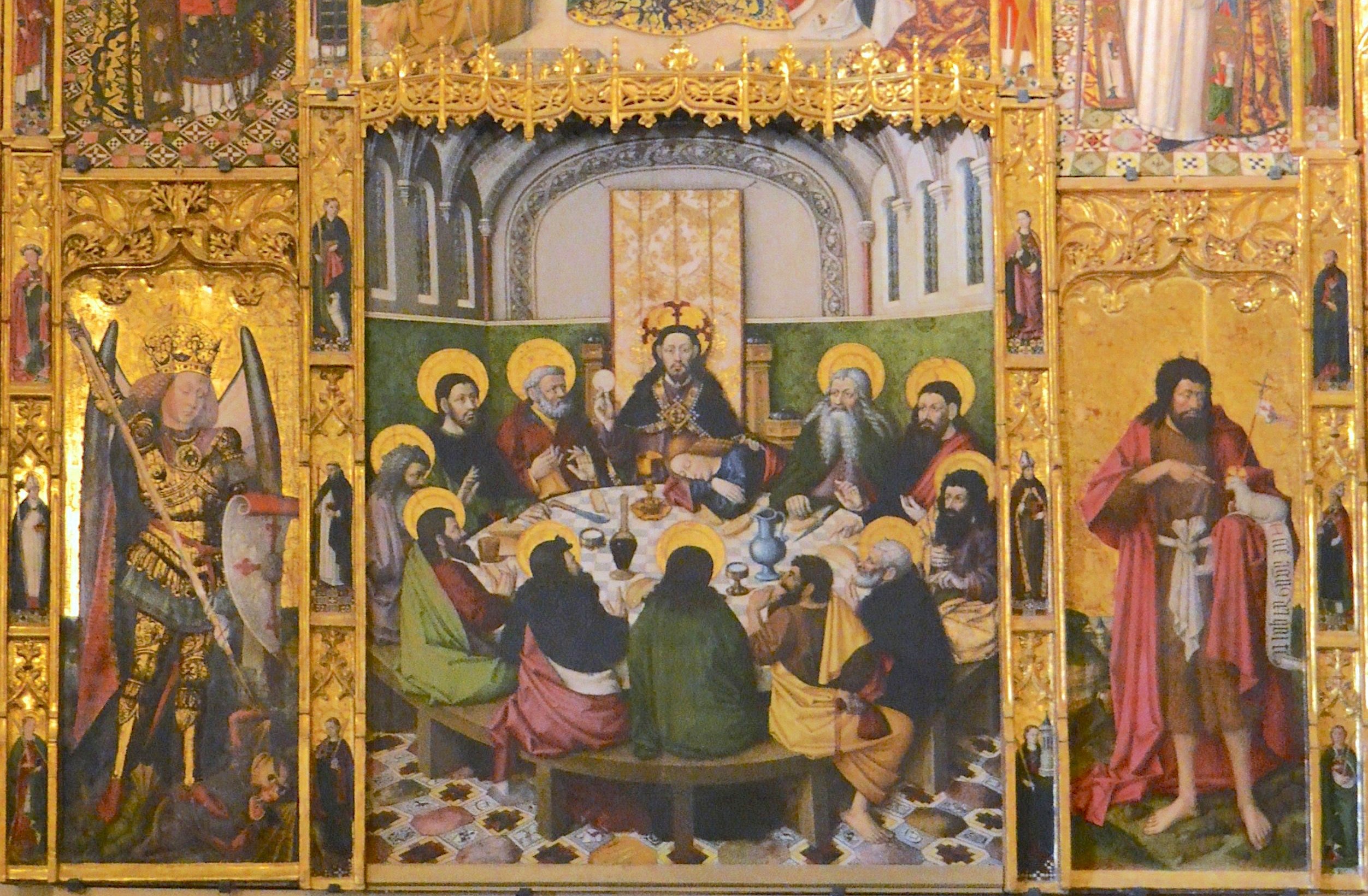 Joan Reixac, Retaule de la Mare de Déu dels Àngels i de l'Eucaristia (detall), 1454, Museu de la Catedral de Sogorb | Wikimedia Commons