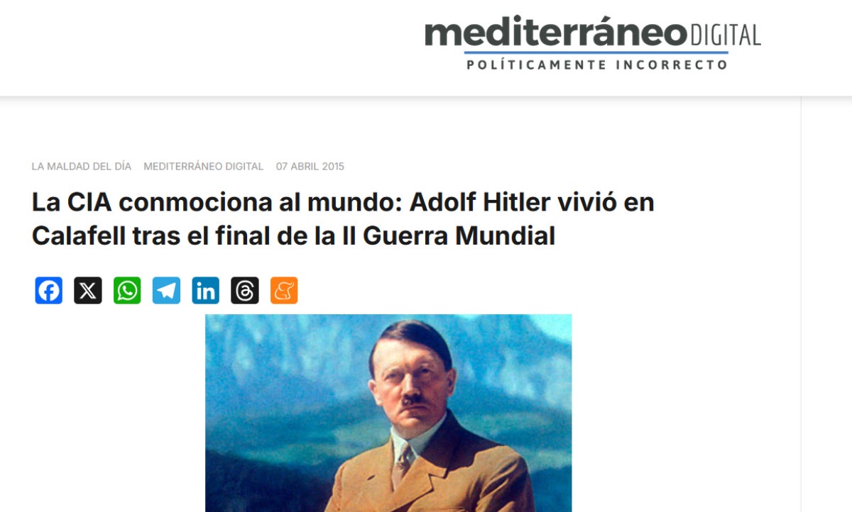 Mediterráneo Digital ja no podrà seguir publicant articles lloant Hitler