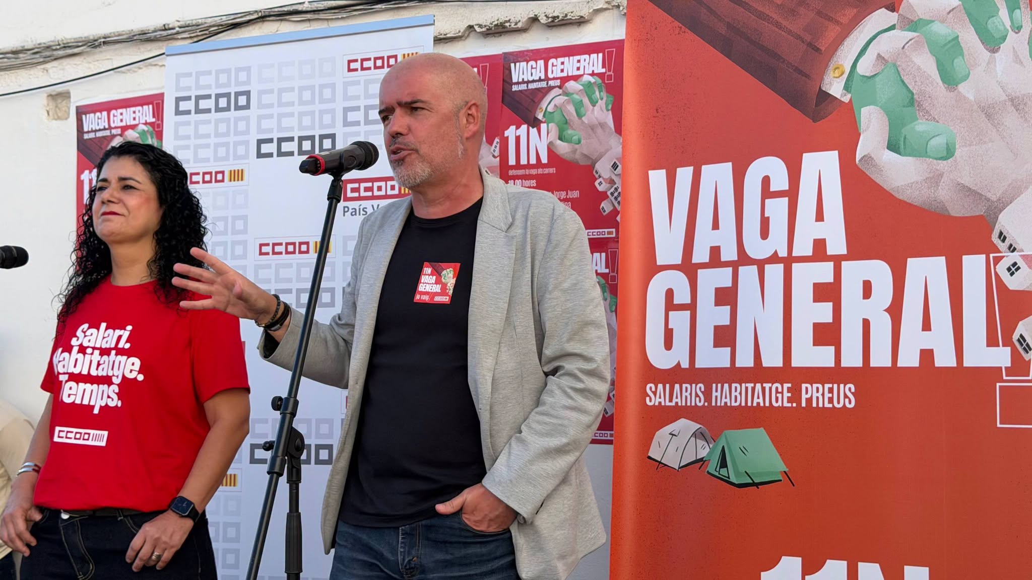 Ana García i Unai Sordo (CCOO) hui a Quart de Poblet.