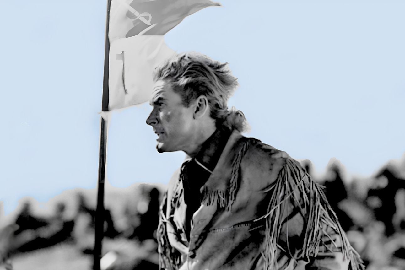 Errol Flynn, com el tinent coronel George A. Custer, a l'escena culminant de la pel·lícula 'They died with their boots on' (1941). Ben bé la història de la conquesta del Regne de València s'assembla a la del Far West nord-americà i la desfeta cristiana a Llutxent és com una batalla de Little Bighorn a la valenciana.