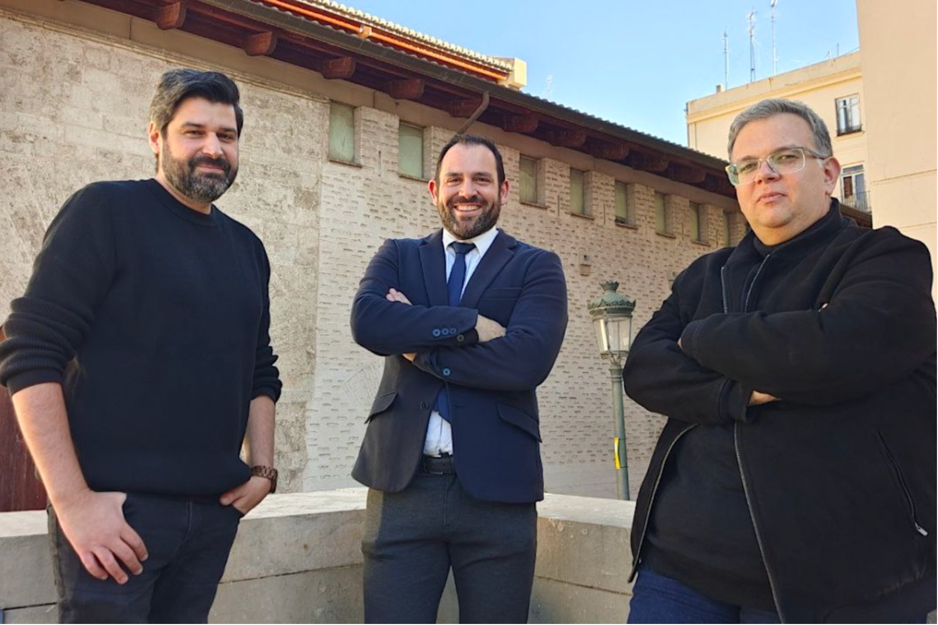 Els historiadors Vicent Baydal, Frederic Aparisi i Ferran Esquilache, del Grup Harca